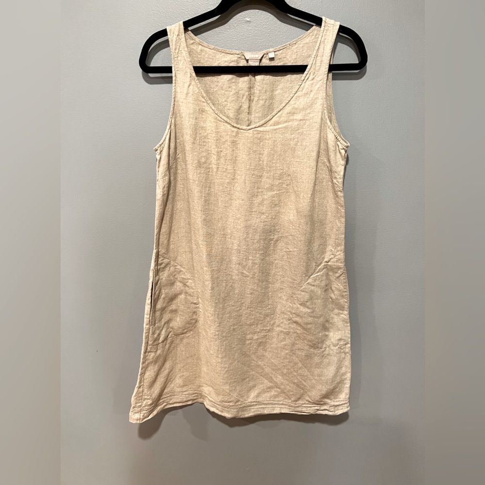 J.Crew size 10 Linen khaki tank dress with pockets!!!!